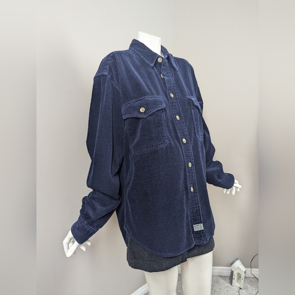 Levi’s Corduroy Shirt Jacket Navy Blue Button Front Utility Overshirt Size M - Picture 3 of 7